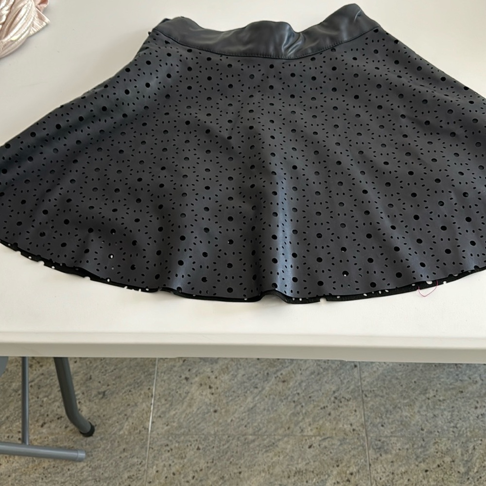 Never worn pleather black girls lace skirt